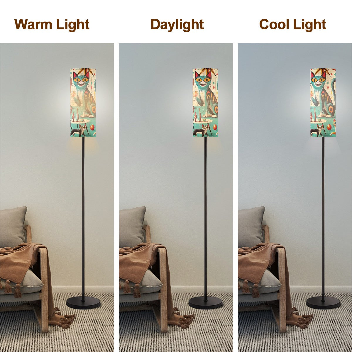 Mid Century Modern Floor Lamp, Kitschy Cat And Cocktail Hour, Mod Bar, Fun Floor Lamp