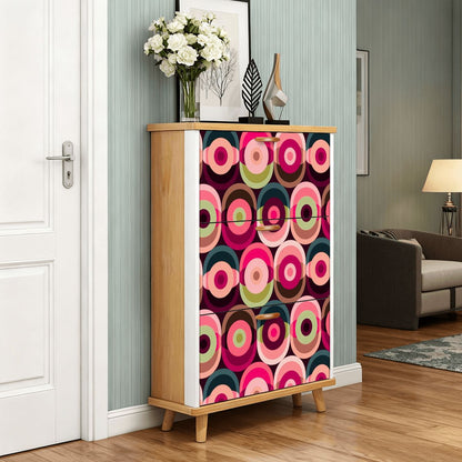 Mid Century Modern Groovy Mod Orbs, Pink, Green, Blue Retro Shoe Storage Cabinet - Mid Century Modern Gal