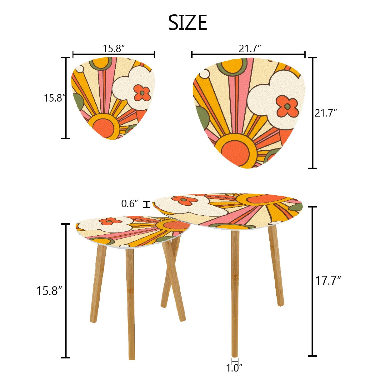 1970s Groovy Sun Retro Mod Set Of Two Nesting Tables