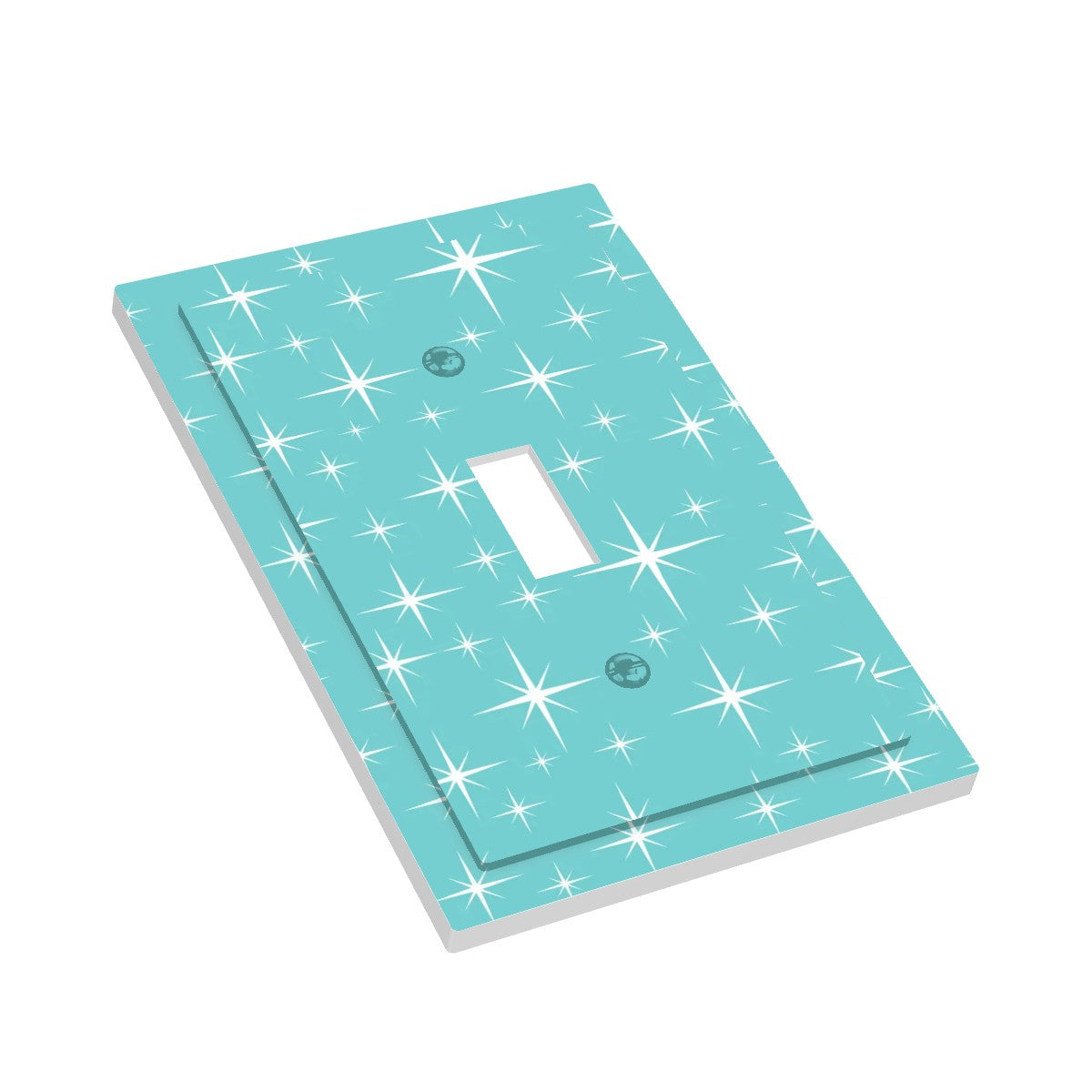 Mid Century Modern Aqua Blue Starburst Modern Switch Cover 1-Gang 1 Toggle - Mid Century Modern Gal