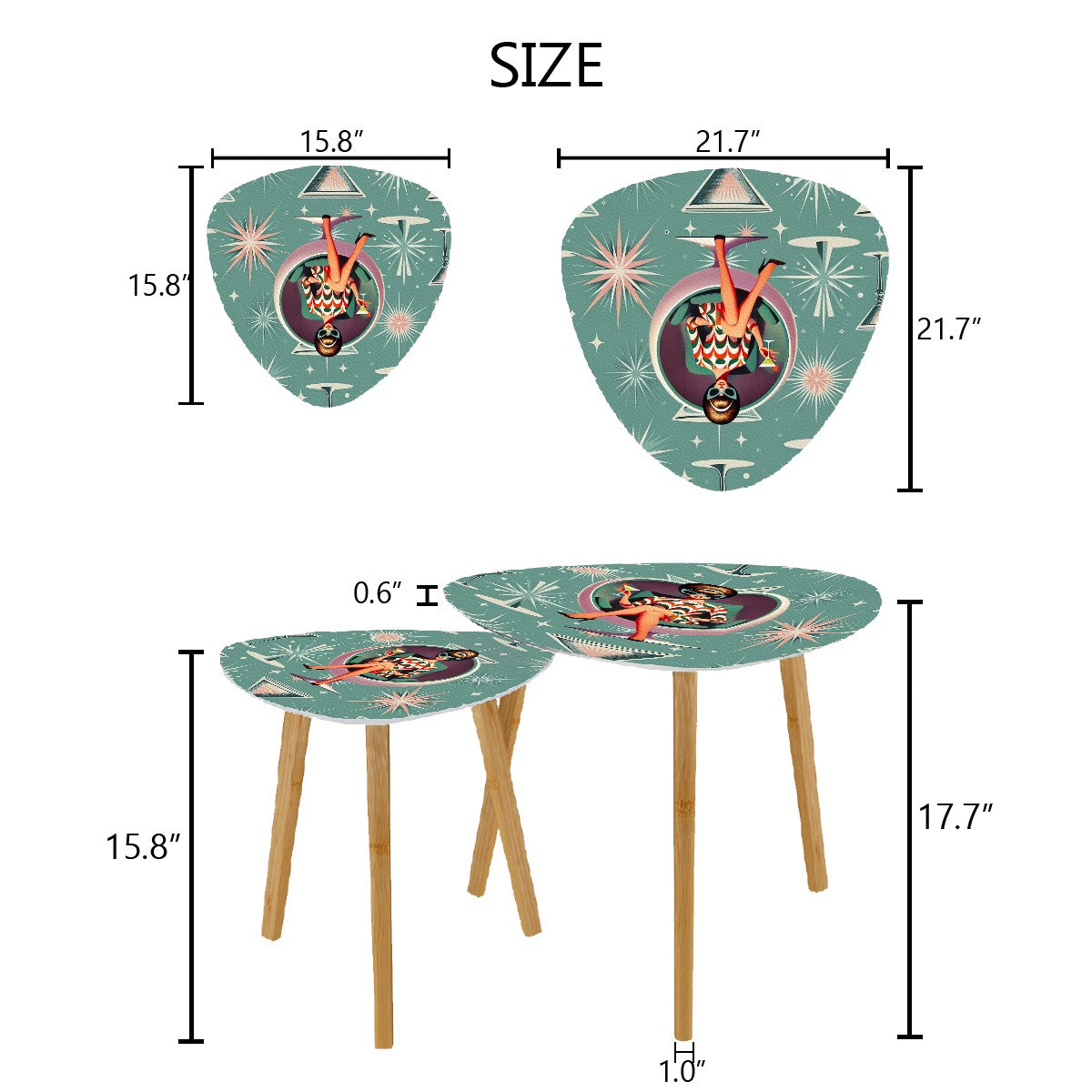 Atomic Martini Nesting Table, Mod 50s MCM Furniture