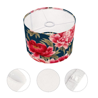 Chinoiserie Royal Blue Pink, Red Roses And Peony Floral Modern Lamp SHADE ONLY - For Arc Floor Lamps Only - Mid Century Modern Gal