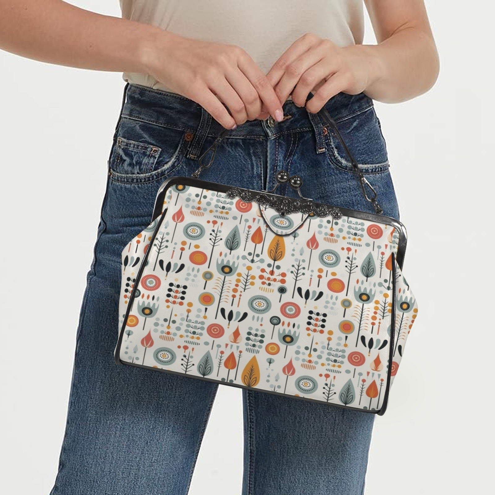 Mid Century Modern Scandinavian Designed Kisslock Crossbody Purse - Mid Century Modern Gal