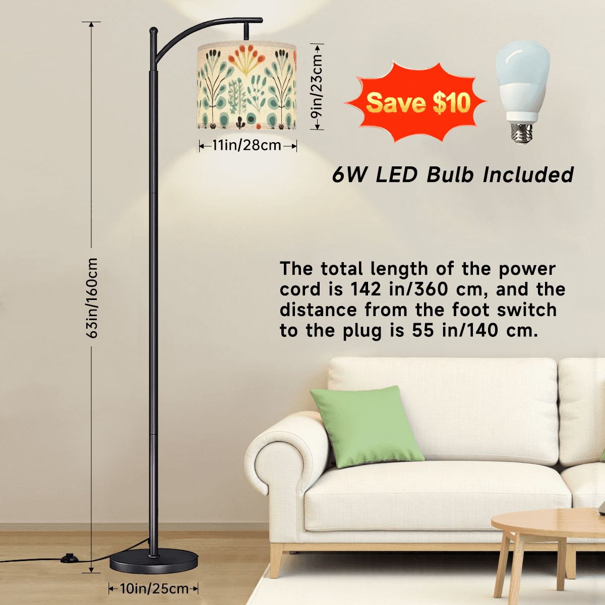 Mid Century Modern Scandinavian Designed Retro Arc Floor Lamp - Mid Century Modern Gal