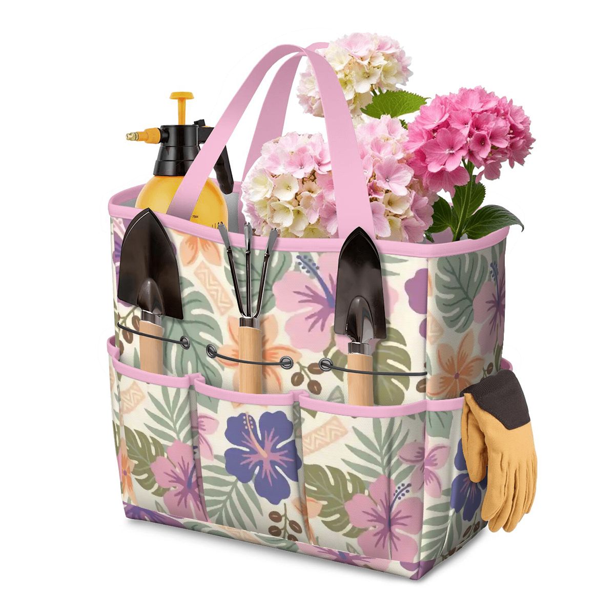 Retro Tropical Tiki Summer, Hawaiian Hibiscus Purple Garden Tool Bag - Mid Century Modern Gal