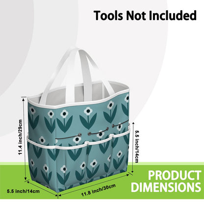 Scandinavian Teal Floral Mid Century Modern Garden Tool Bag - Mid Century Modern Gal