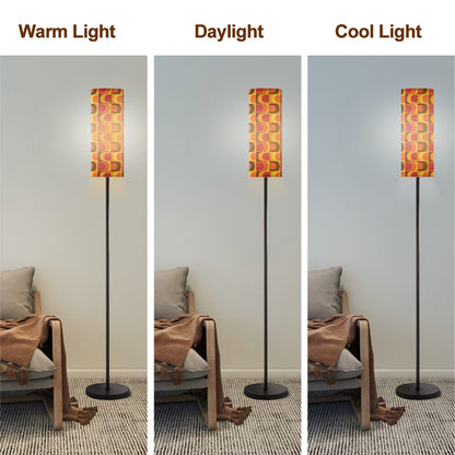 Retro 70s Torchiere Floor Lamp, Orange Yellow, Brown Red, Groovy Mod Torchiere Lamp - Mid Century Modern Gal