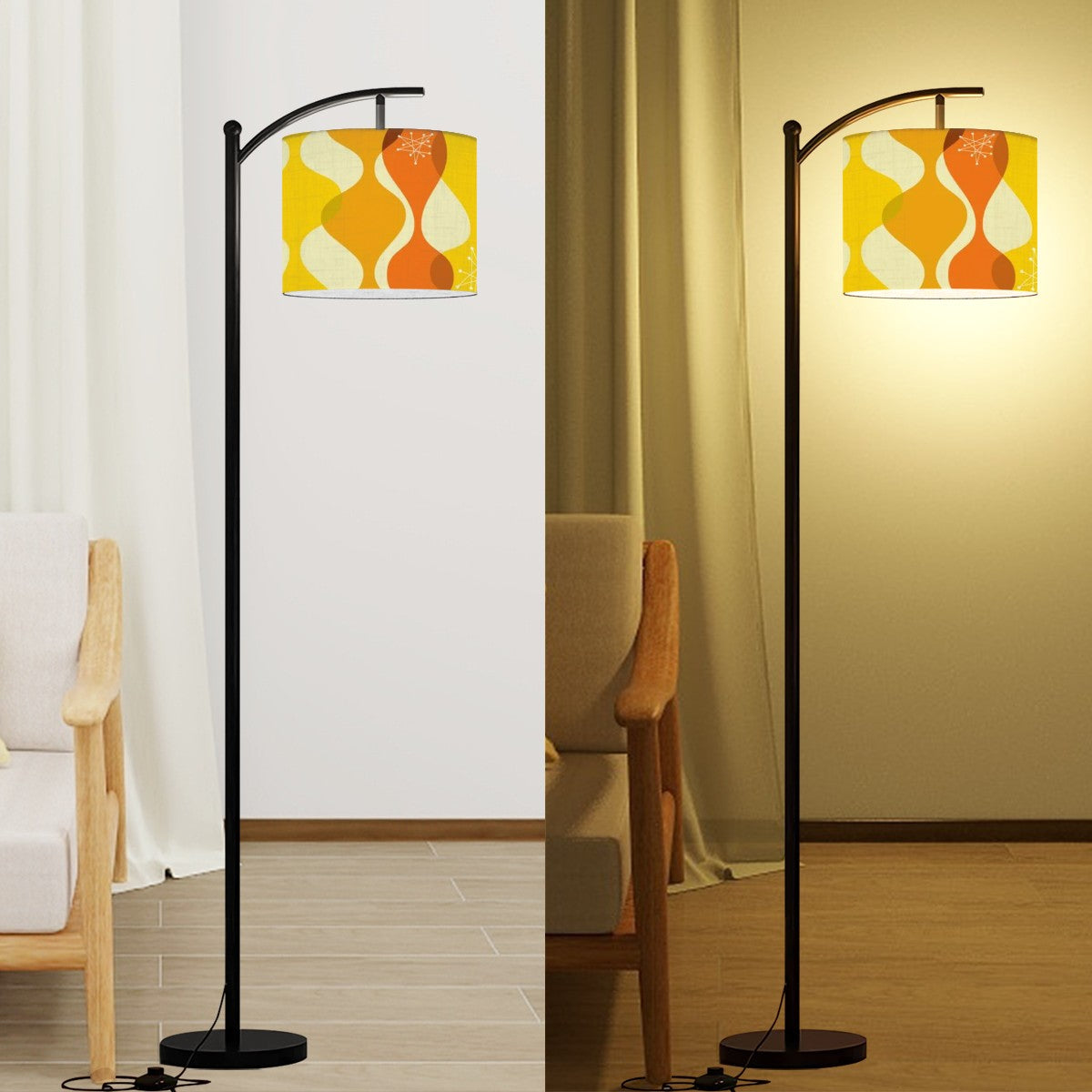 Mid Century Modern Mod Groovy Yellow Orange Lamp Shade ONLY - Mid Century Modern Gal