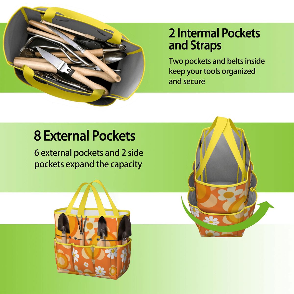 Flower Power Orange Groovy Mod Garden Tool Bag