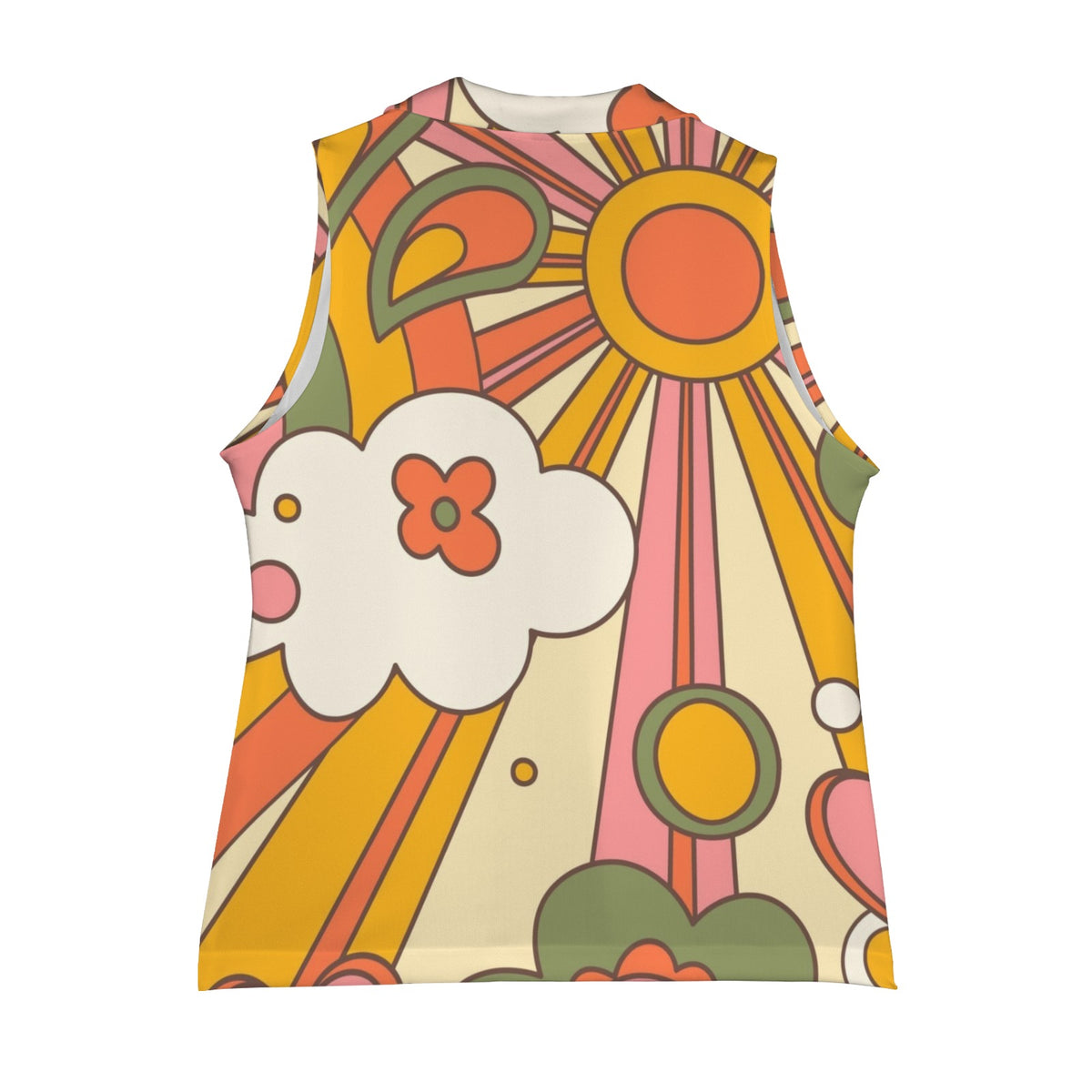 60s 70's vibes (41) Women Sleeveless Suit Vest (Model H71) - Mid Century Modern Gal