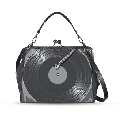 Retro Vinyl Record, Mid Mod Music, Mid Century Modern Kisslock Crossbody Purse - Mid Century Modern Gal