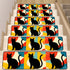 Pop Art Black Atomic Cats, Red Blue Yellow, Non Slip Carpet for Stairs Treads - Mid Century Modern Gal