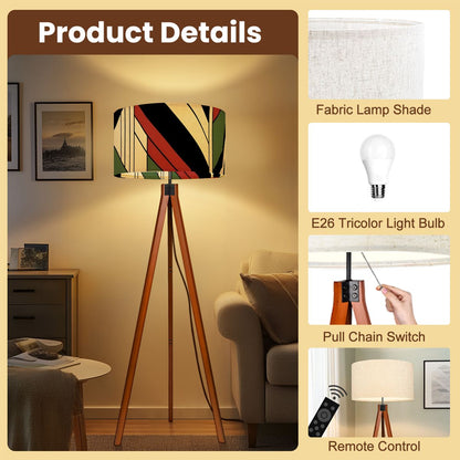 Bauahaus Mid Century Modern Black Green Cream Geometric Retro Tripod Floor Lamp - Mid Century Modern Gal