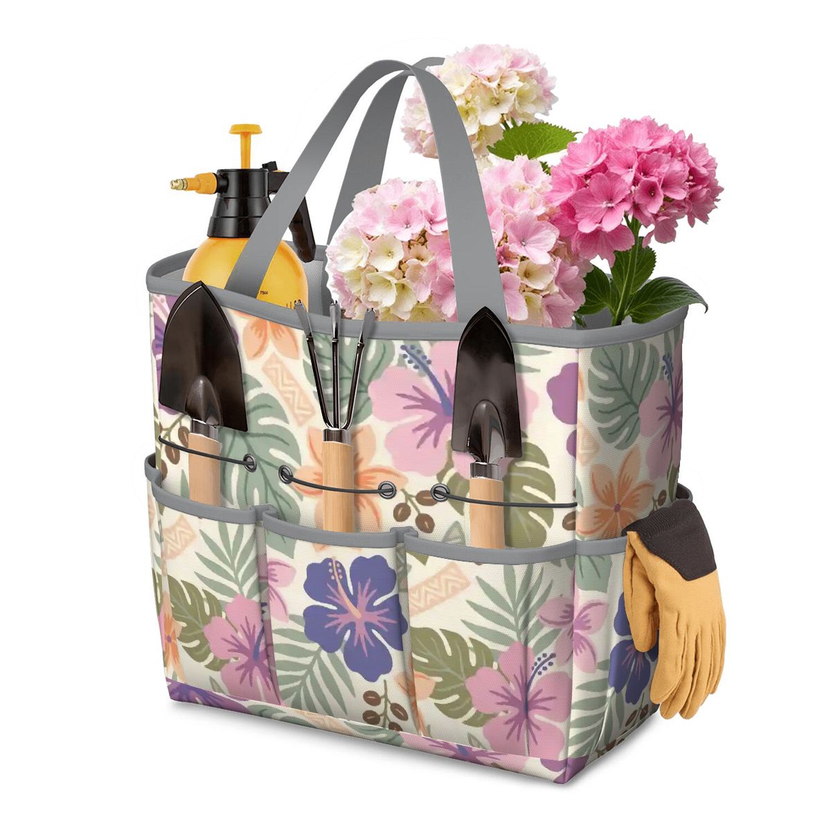 Retro Tropical Tiki Summer, Hawaiian Hibiscus Purple Garden Tool Bag - Mid Century Modern Gal