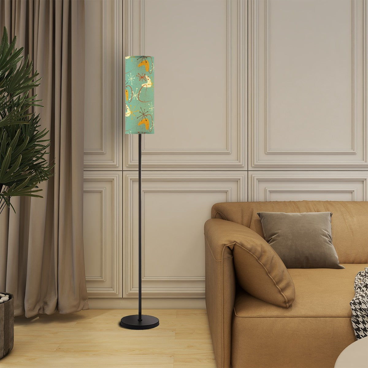 Mid Century Modern Atomic Boomerang Green Mustard Yellow Retro Floor Lamp - Mid Century Modern Gal