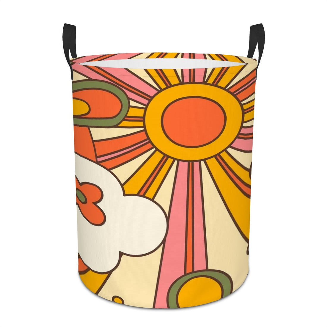 Retro Ray Of Sunshine Groovy 70s Mid Mod Circular Laundry Basket - Mid Century Modern Gal