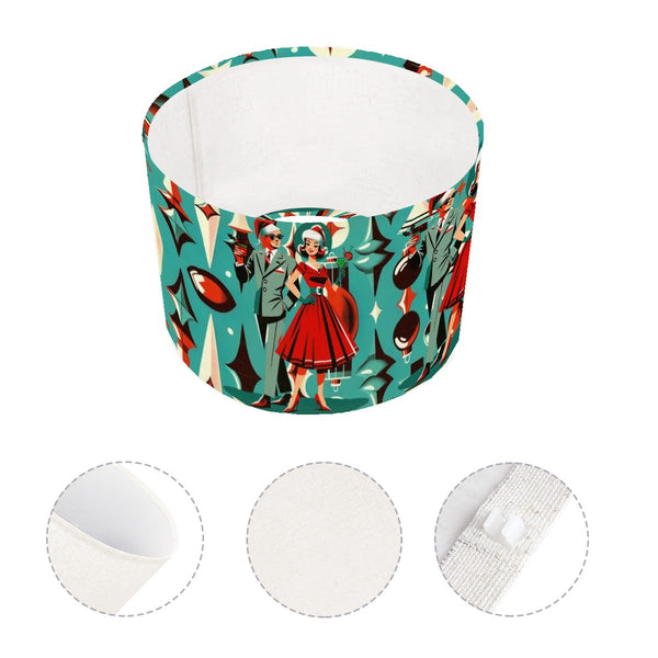 Mid Century Modern Christmas Shade With Retro Mod Couple Kitschy Holiday Lampshade - For Arc Floor Lamps Only