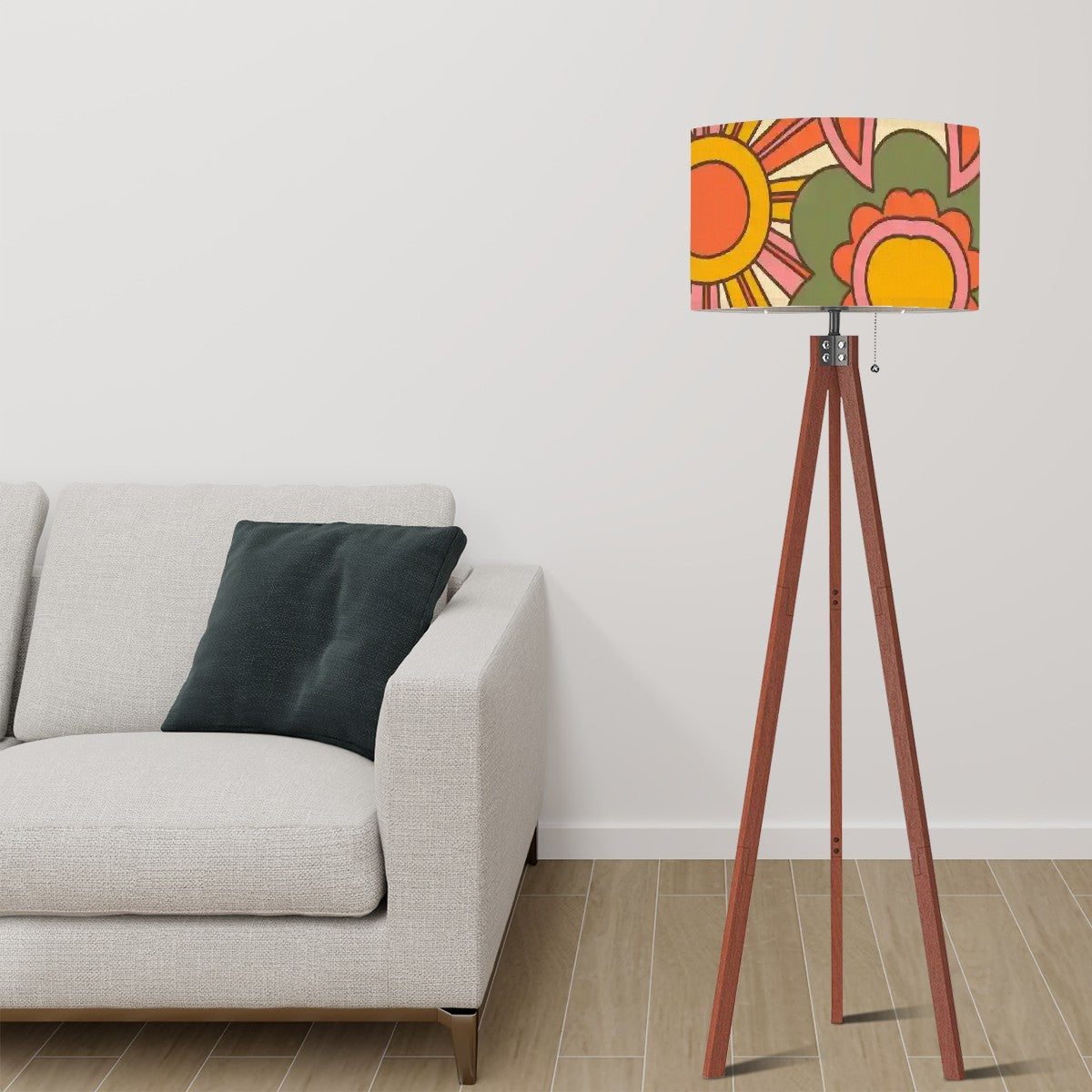 Retro 70s Groovy Sunburst, Mid Century Modern Tripod Floor Lamp - Mid Century Modern Gal