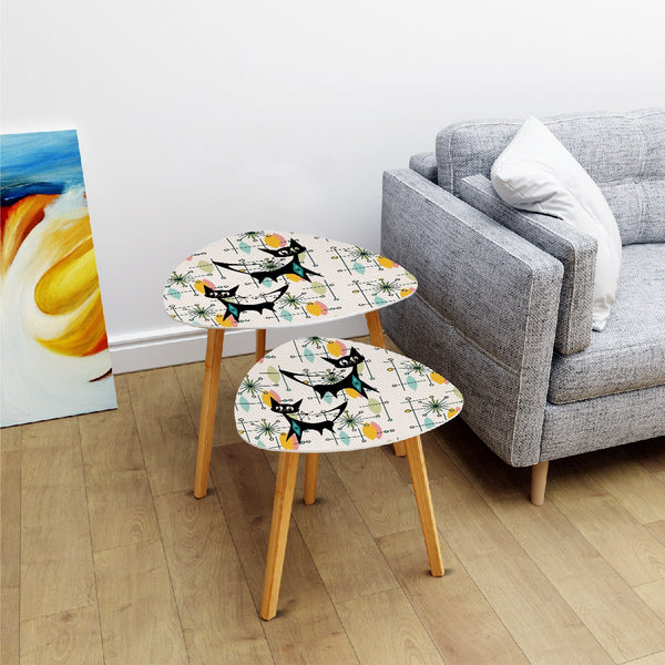 Atomic Cat Mid Century Modern Starburst, Retro Nesting Tables