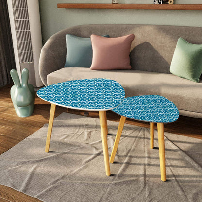 Mid Century Modern Nesting Tables | Stylish Art Deco Blue Teal And White MCM Side Tables - Mid Century Modern Gal