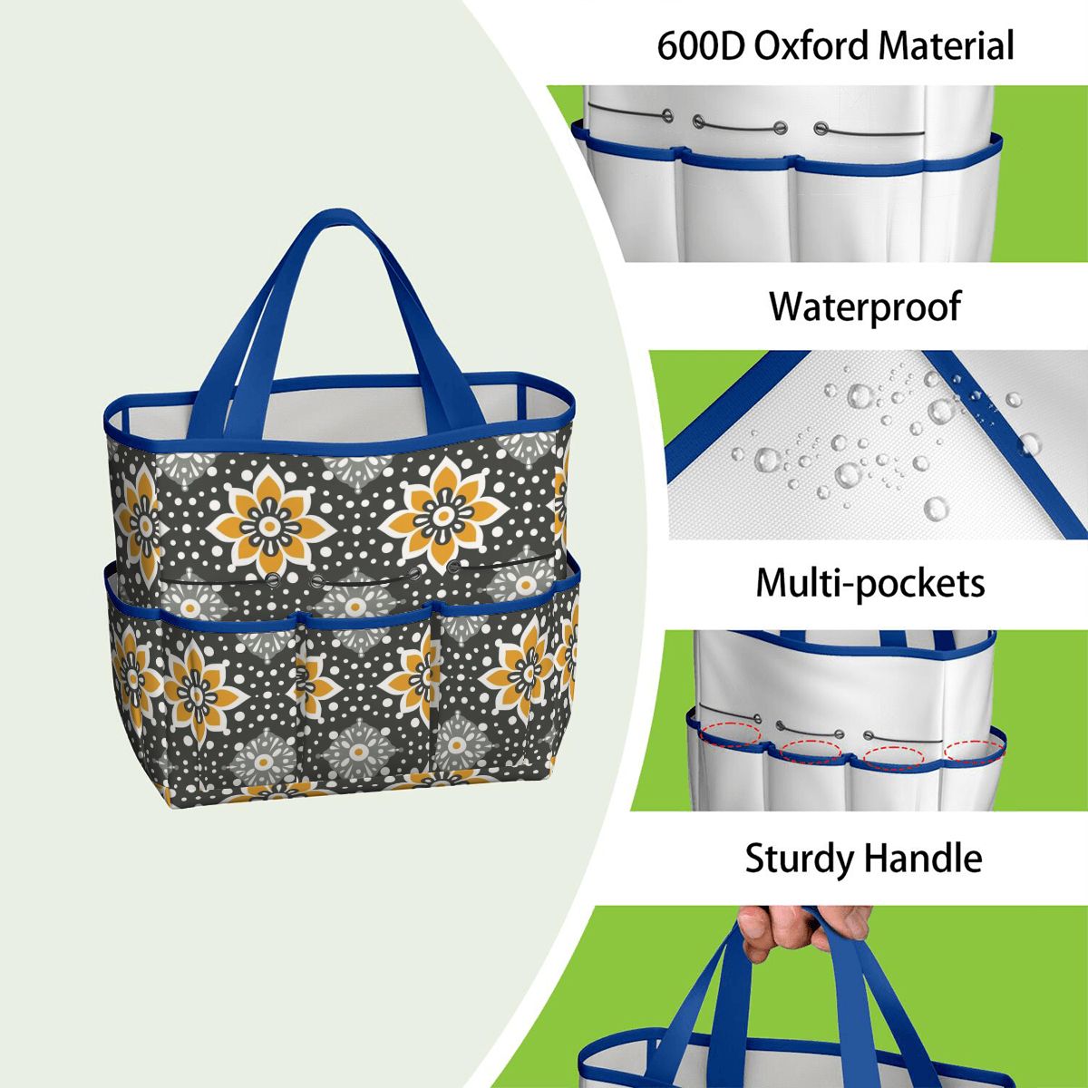 Floral Bohemian Retro Gray Yellow Modern Garden Tool Bag