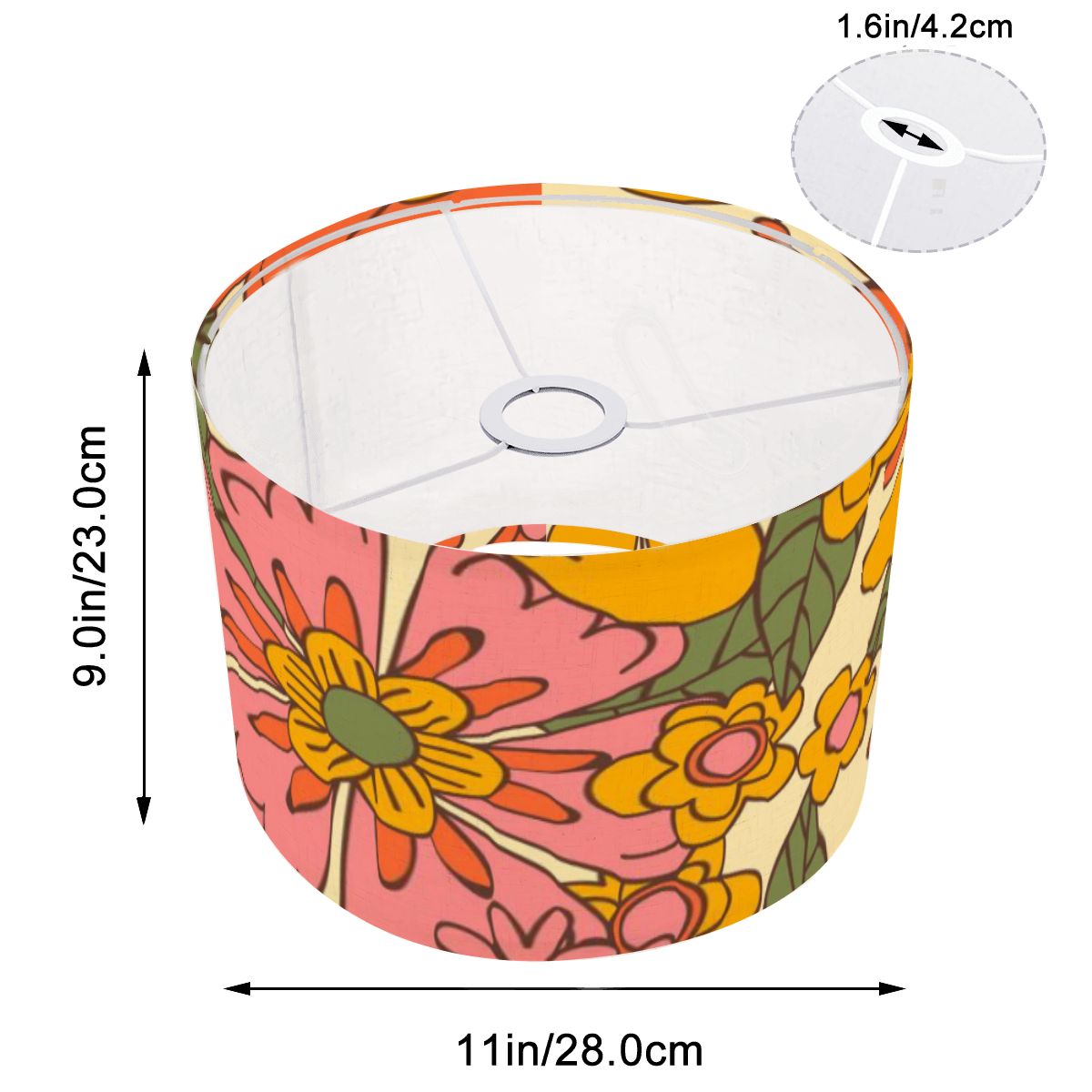 Flower Power Groovy Retro Mod Floral 70s Designed Lamp SHADE ONLY - For Arc Floor Lamps Only - Mid Century Modern Gal