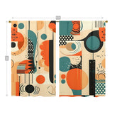 Mid Century Geometric Abstract Orange, Teal, Black Cream Bauhaus Designed Window Curtains (two panels) - Mid Century Modern Gal