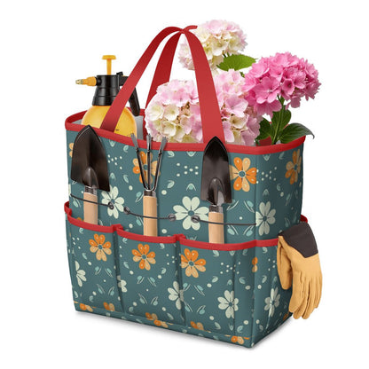 Mid Century Modern Scandinavian Blue, Orange Cream Retro Floral Garden Tool Bag - Mid Century Modern Gal