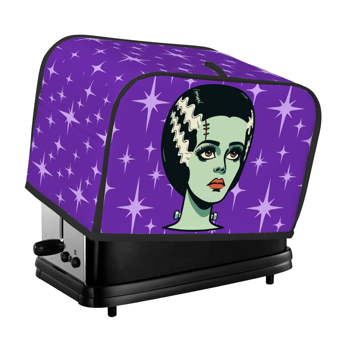 Bride of Frankenstein Retro Mid Mod Horror Buff Purple Halloween 2 Slice Toaster Cover - Mid Century Modern Gal