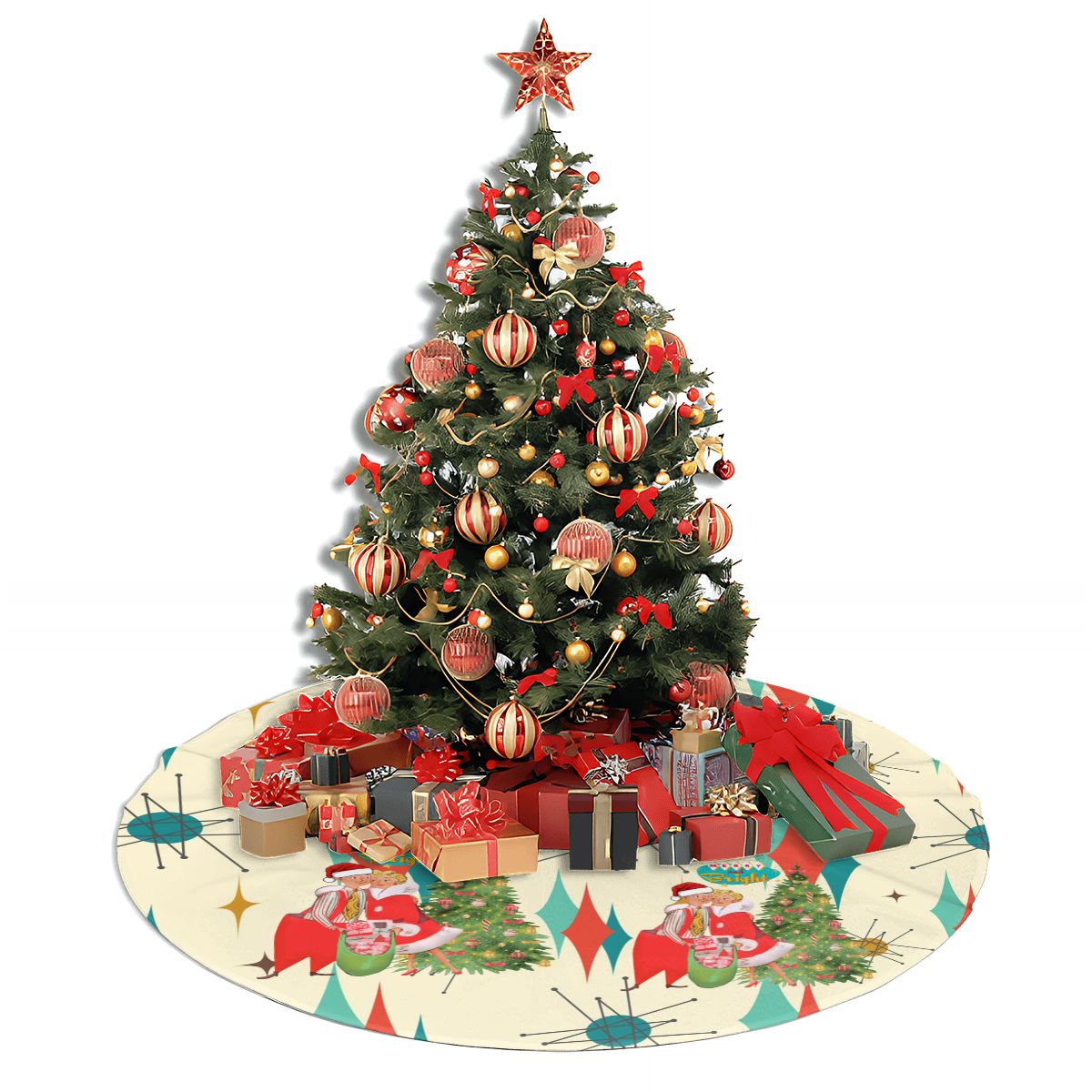 Mid Century Modern Kitschy Retro Vintage Christmas Tree Skirt - Mid Century Modern Gal