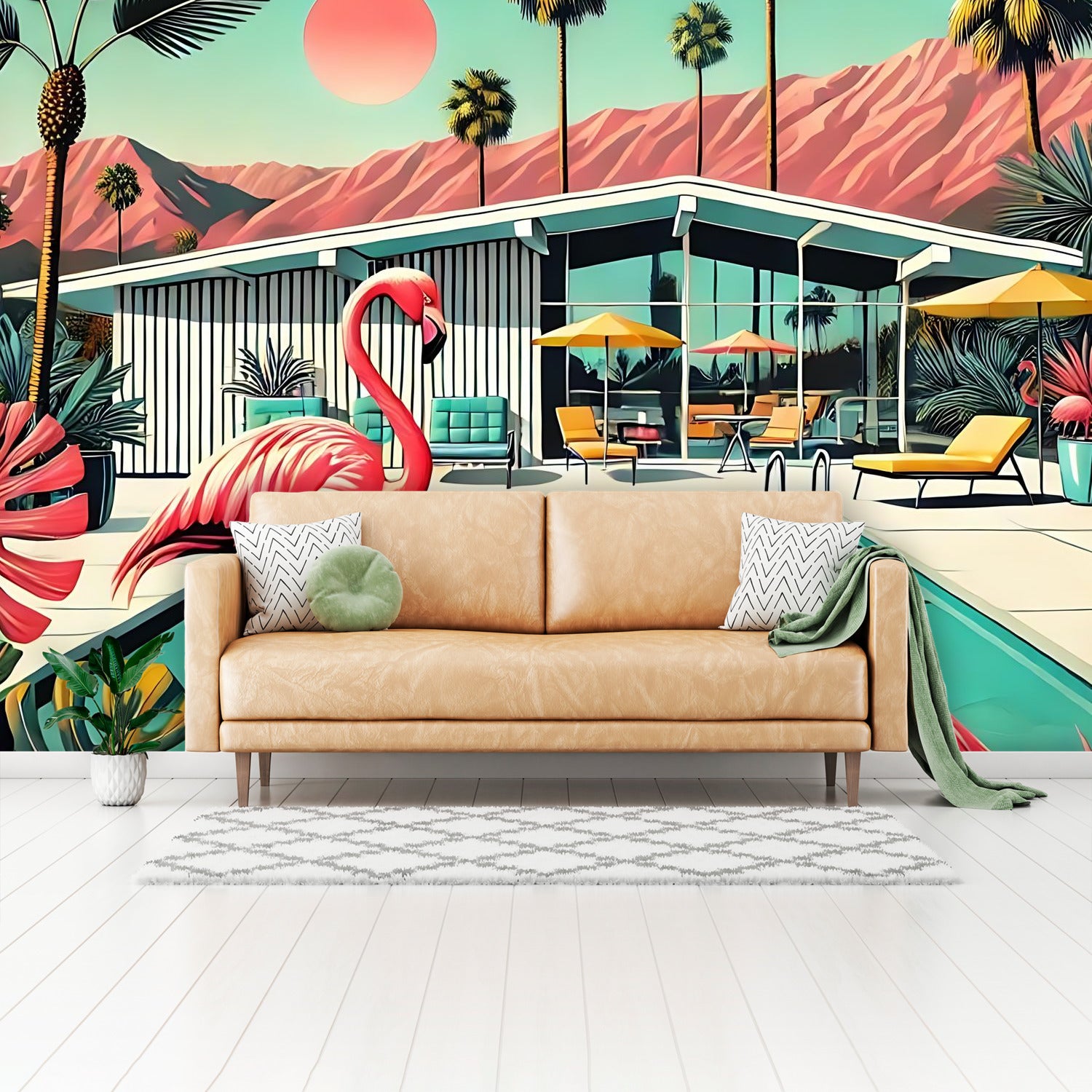 Palm Springs California Wallpaper Mural, Peel And Stick 50s Kitsch