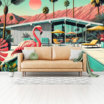 Palm Springs California Wallpaper Mural, Peel And Stick 50s Kitsch