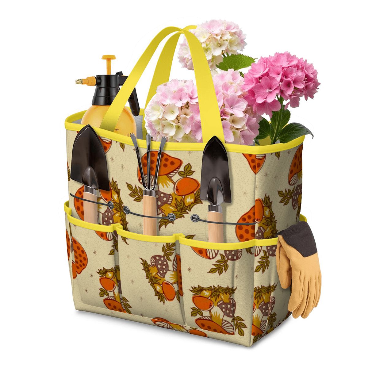 Merry Mushroom 70's Hippie Boho Orange, Groovy Cottagecore Mushroom Garden Tool Bag - Mid Century Modern Gal