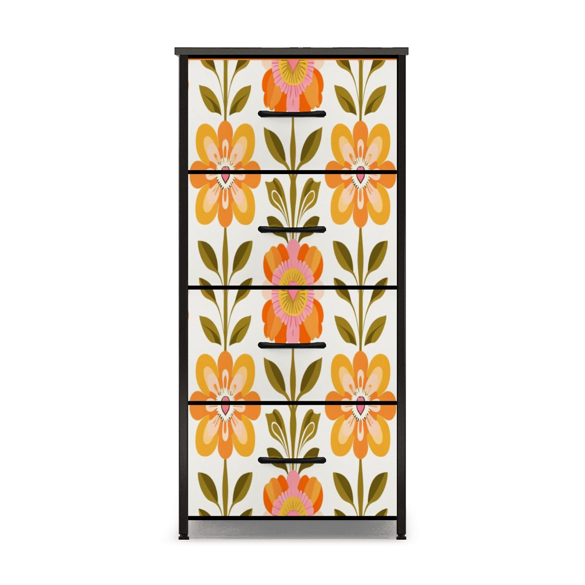 Scandinavian Modern Floral Mid Century Modern 4-Drawer Dresser - Mid Century Modern Gal