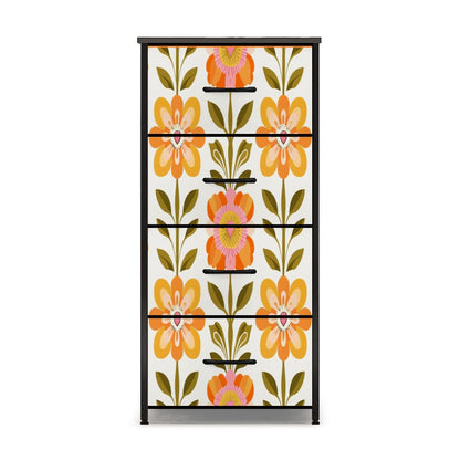 Scandinavian Modern Floral Mid Century Modern 4-Drawer Dresser - Mid Century Modern Gal
