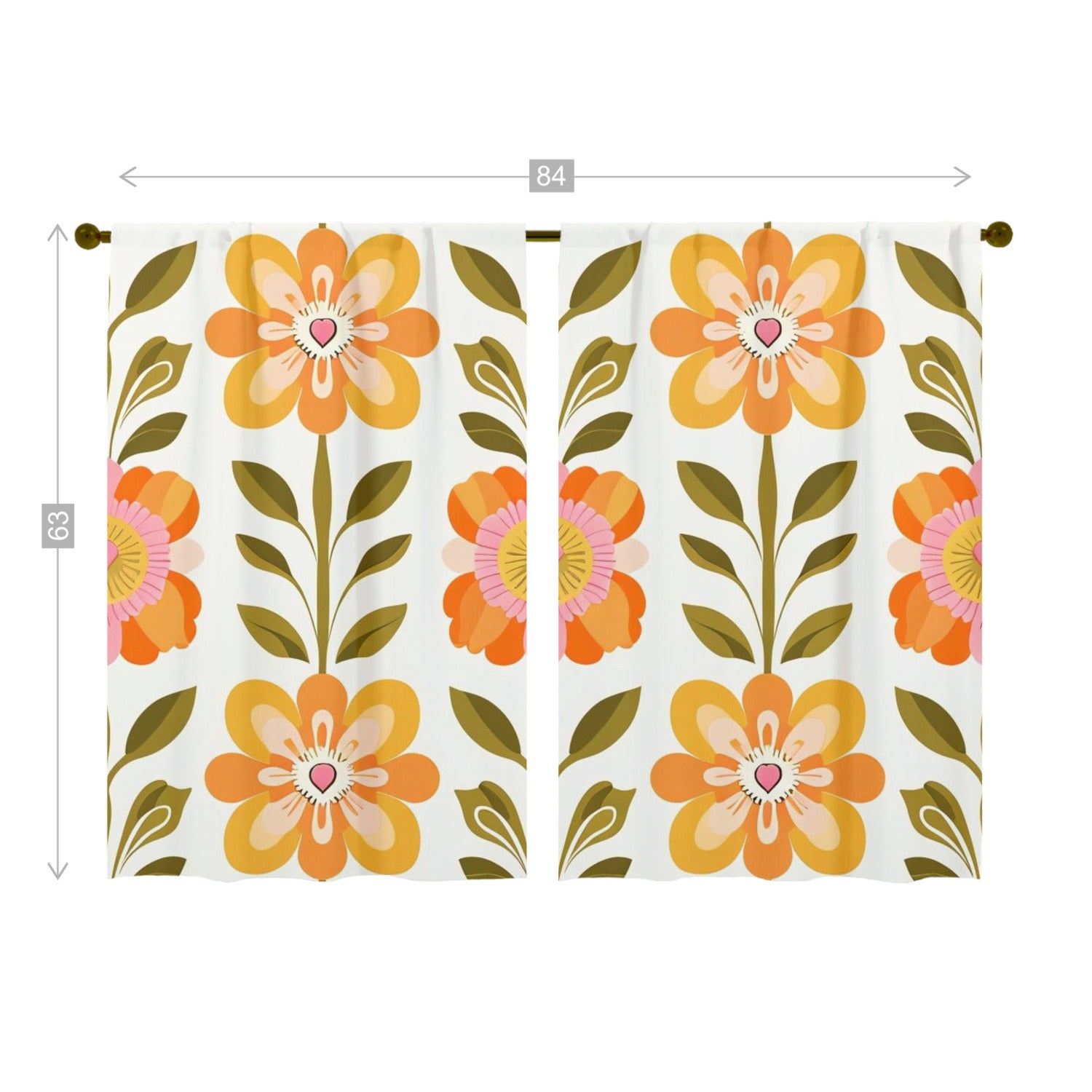 Scandinavian Mid Century Modern Pretty Floral Modern Danish Window Curtains (two panels) - Mid Century Modern Gal