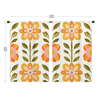 Scandinavian Mid Century Modern Pretty Floral Modern Danish Window Curtains (two panels) - Mid Century Modern Gal