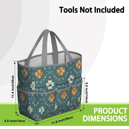 Mid Century Modern Scandinavian Blue, Orange Cream Retro Floral Garden Tool Bag - Mid Century Modern Gal