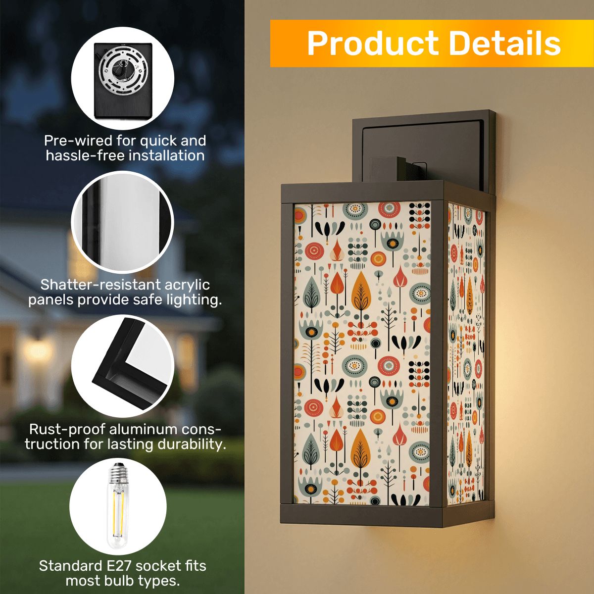 Mid Mod Scandinavian Floral Retro Modern Danish Patio Wall Light - Mid Century Modern Gal