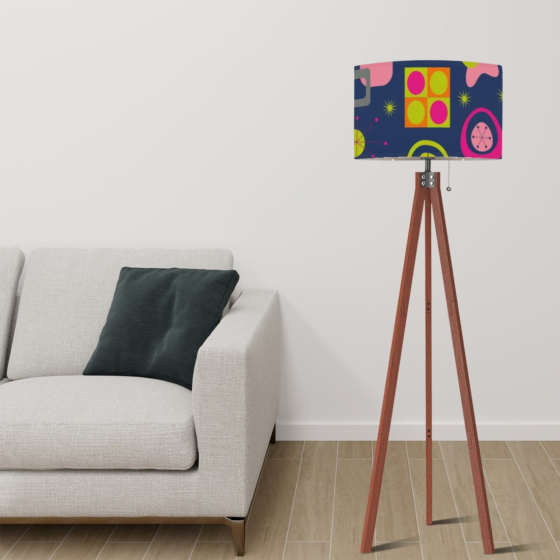 Touch Of Boho Retro Mod Blue, Green , Pink Funky Fun Tripod Floor Lamp - Mid Century Modern Gal