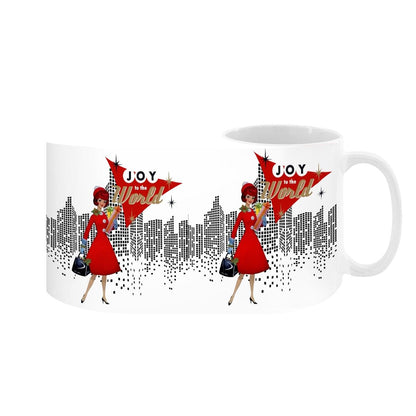 Mid Century Modern Christmas Joy To The World Mod Gal Cityscape Holiday Mug - Mid Century Modern Gal