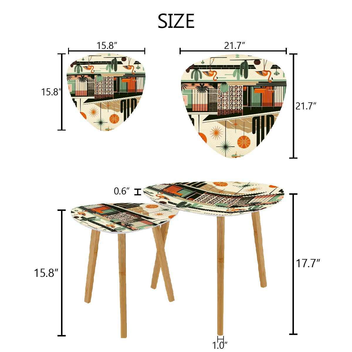 Palm Springs California MCM Home, Kitschy Flamingos Retro Nesting Tables - Mid Century Modern Gal