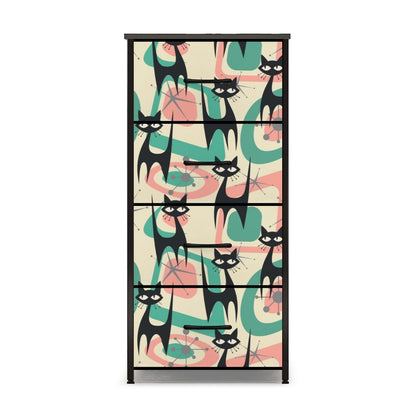 Atomic Cat Mid Century Modern Starburst Retro Kitsch 4-Drawer Dresser - Mid Century Modern Gal
