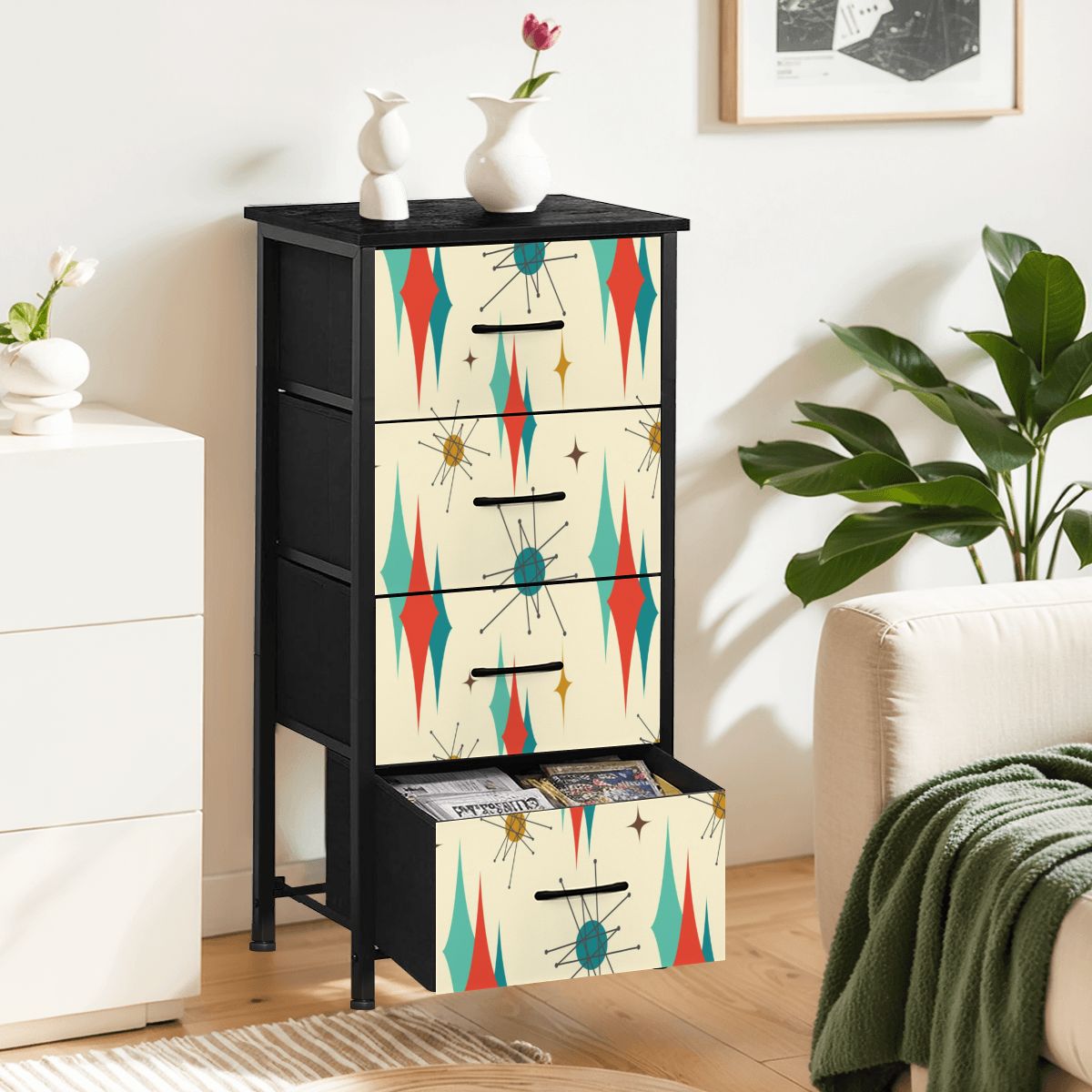 Franciscan Starburst Atomic Mid Mod 4-Drawer Dresser - Mid Century Modern Gal
