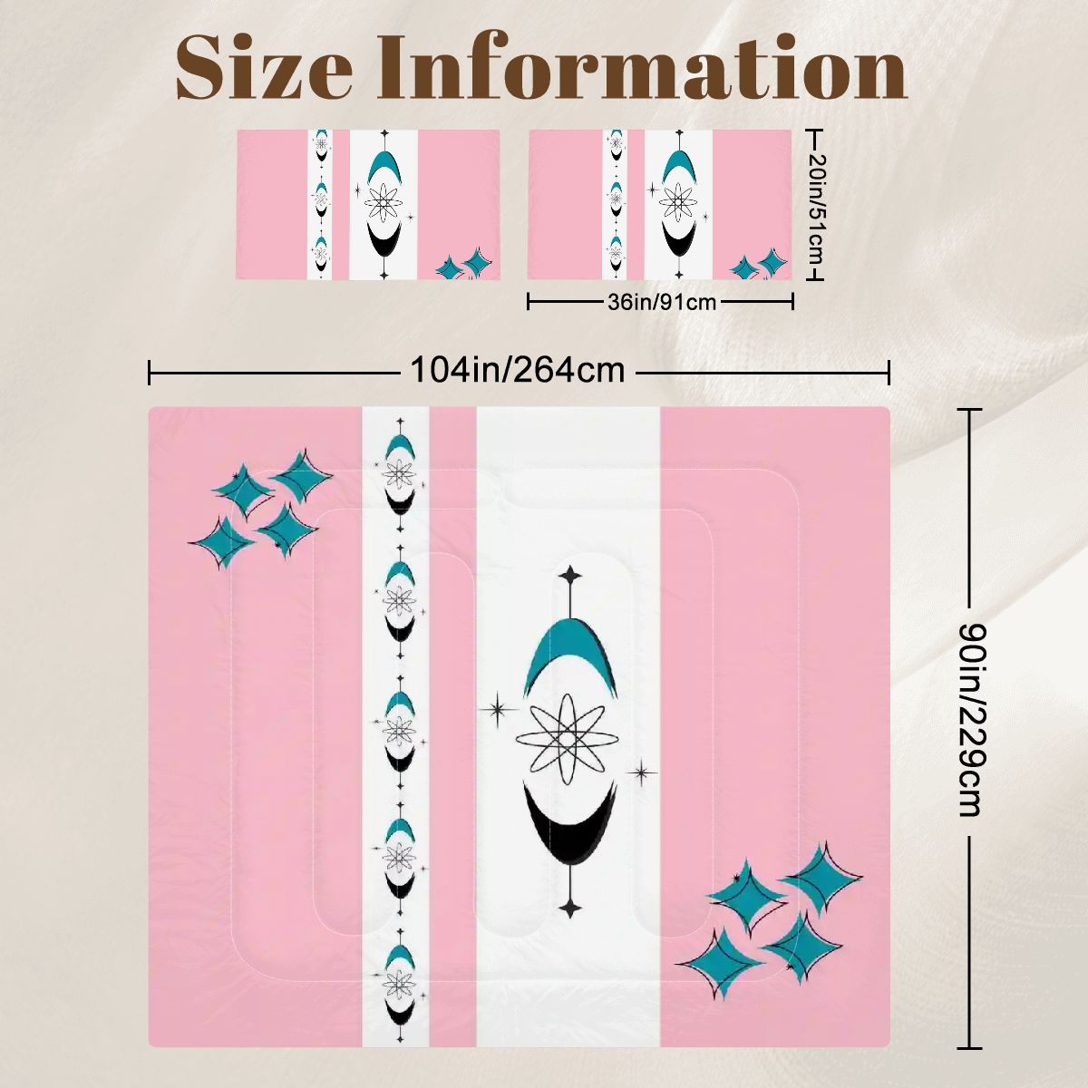 Atomic 50s Pink, Teal Mid Century Modern Bedding King Comforter Set - Mid Century Modern Gal