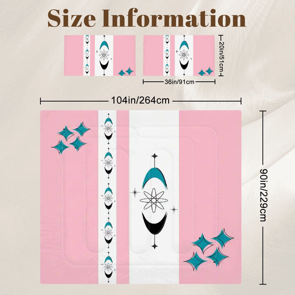 Atomic 50s Pink, Teal Mid Century Modern Bedding King Comforter Set