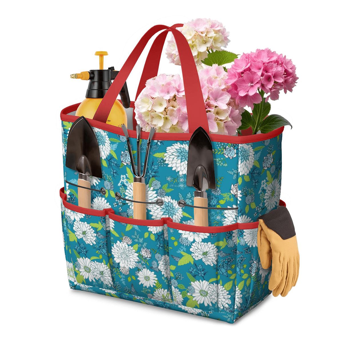 Chinoiserie Floral Teal Green White Elegant Garden Tool Bag - Mid Century Modern Gal