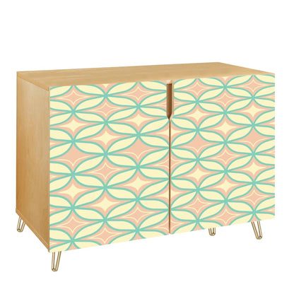 Mid Century Modern Sideboard, Starburst Diamond Pink, Mint Green, Wooden Storage Cabinet - Mid Century Modern Gal