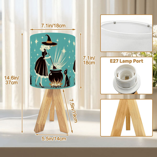 Witch's Brew Mid Century Modern Halloween Gothic Teal Tripod Table Lamp
