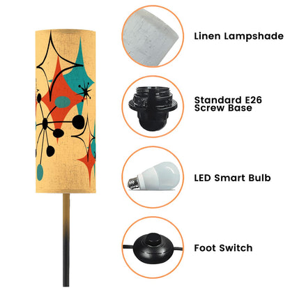 Mid Century Modern Atomic Diamonds, Starburst Retro Slim Floor Lamp - Mid Century Modern Gal